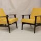 Armchair Henryk Lis 300-190 years 1970 yellow fabric Pierre Frey.