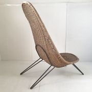 Fauteuil en rotin vintage 1950