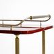 Superbe grand chariot de service en peau de chèvre rouge Aldo Tura des années 1960 | Fabriqué en Italie