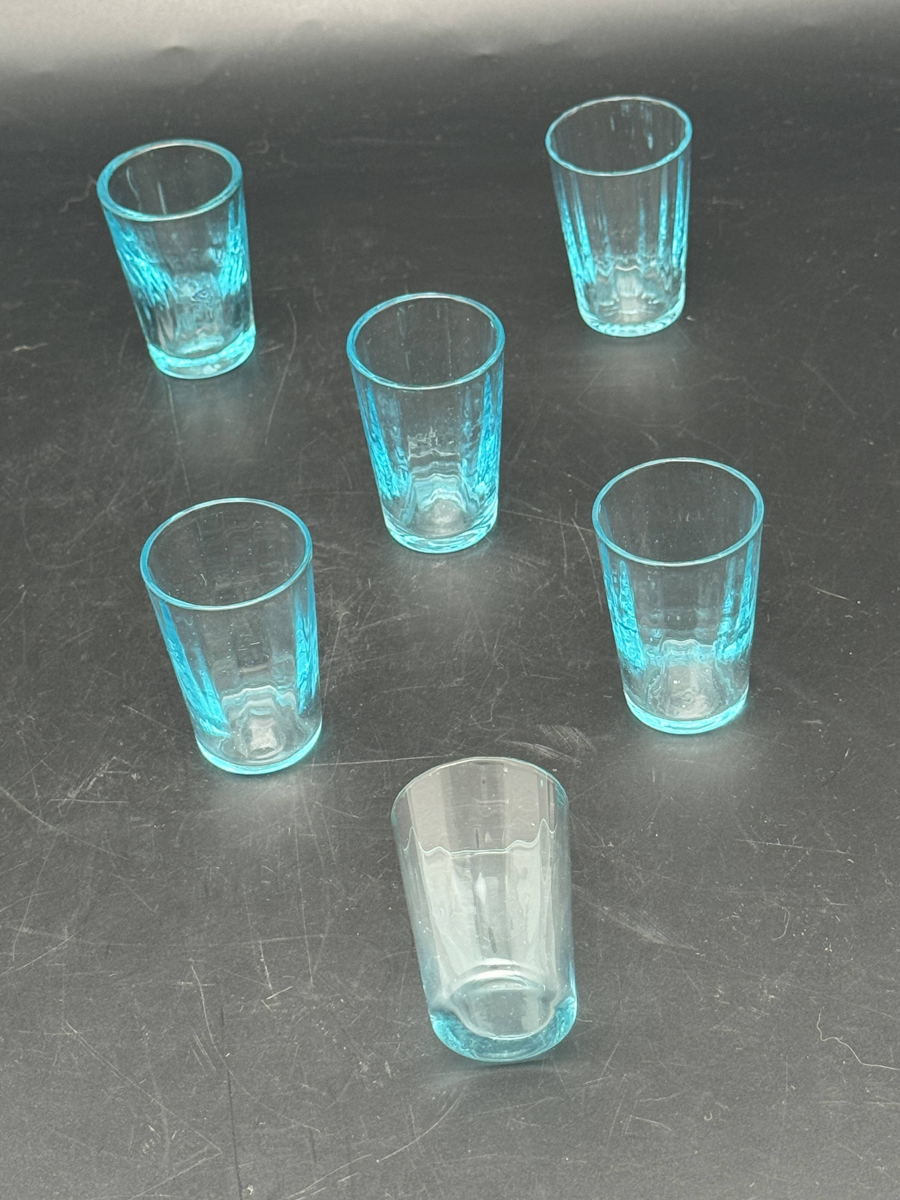 Sky blue glass shot glasses