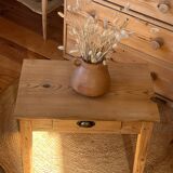 Table basse de ferme ancienne en bois massif brut 1 tiroir
