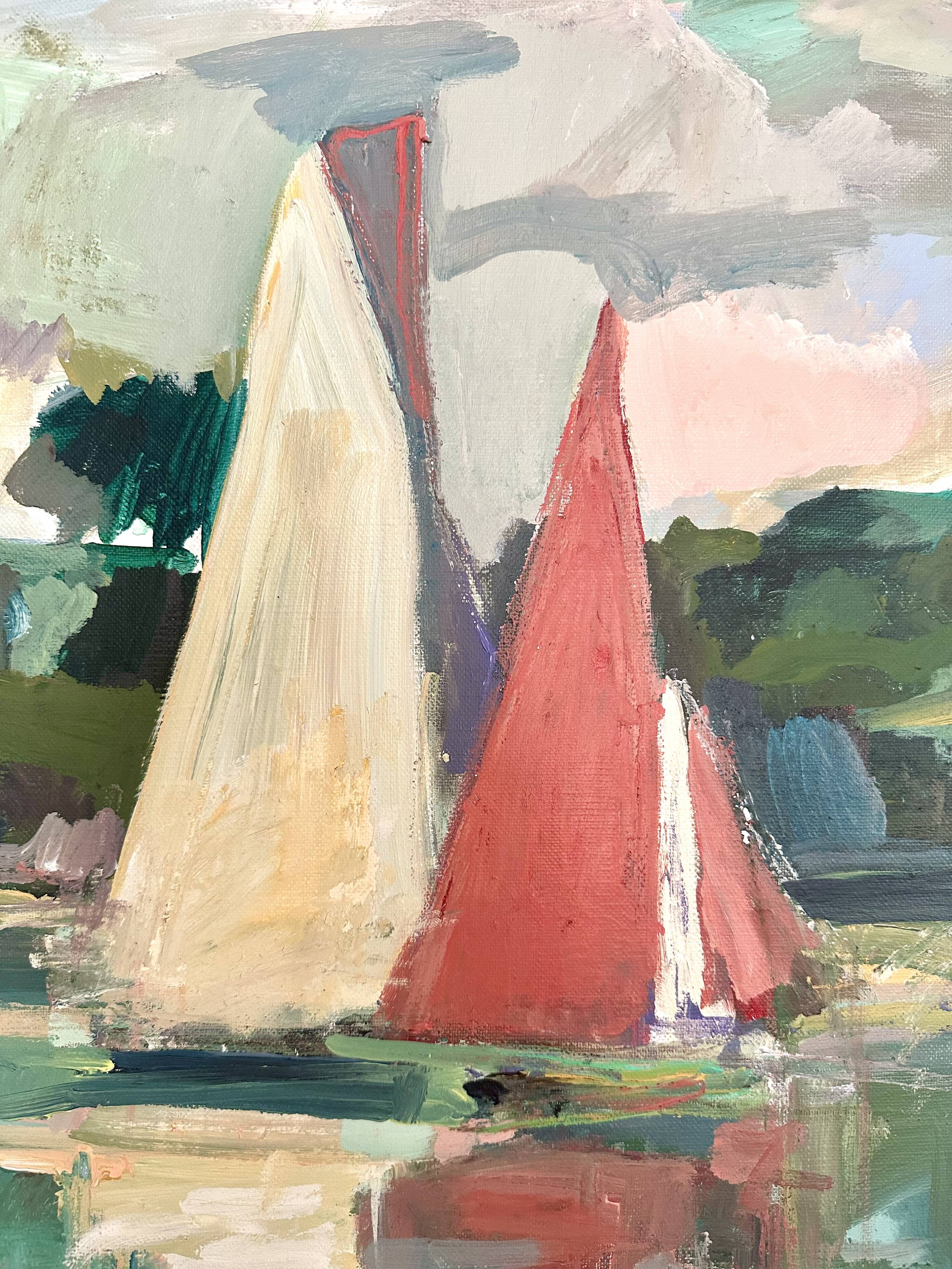 Oil on canvas sailboats