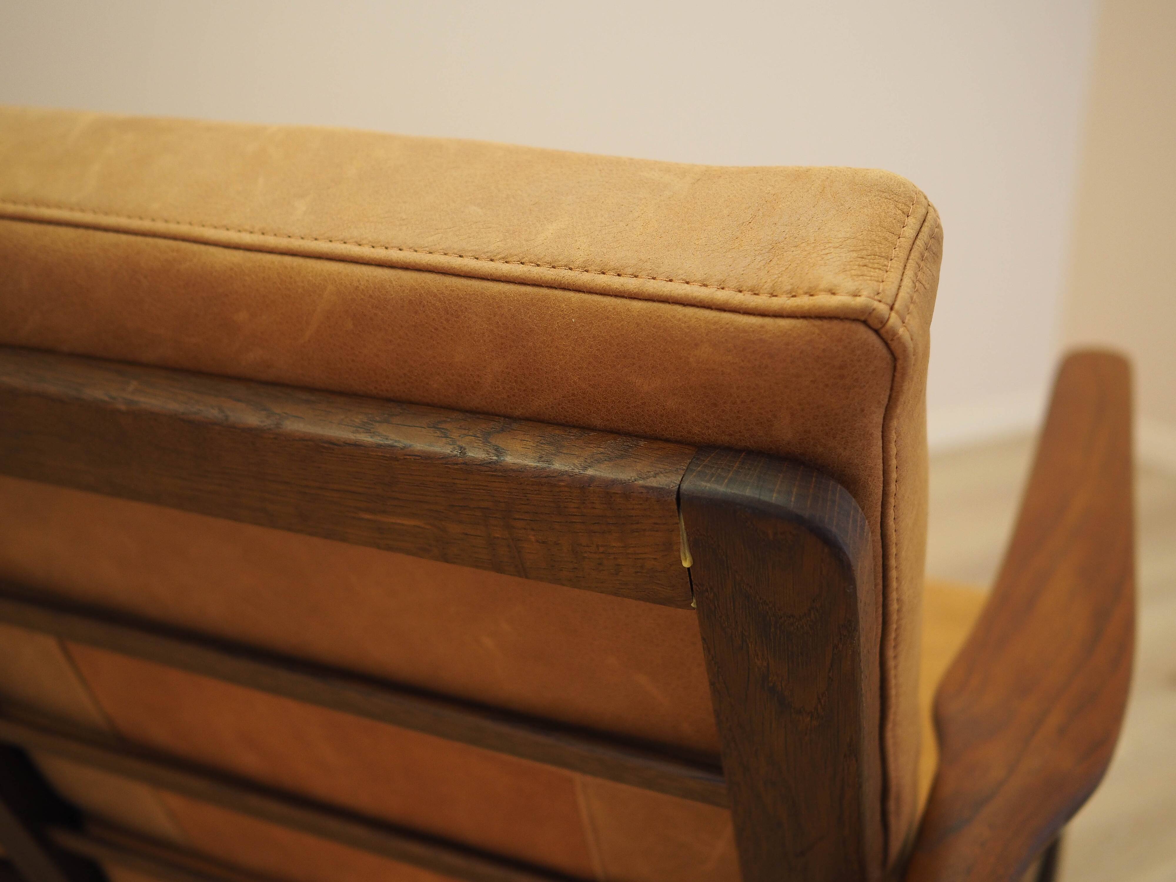 Danish oak sofa with leather upholstery, 1960s