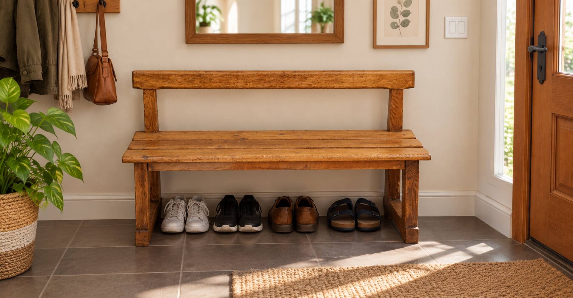 Petit banc en bois déco
