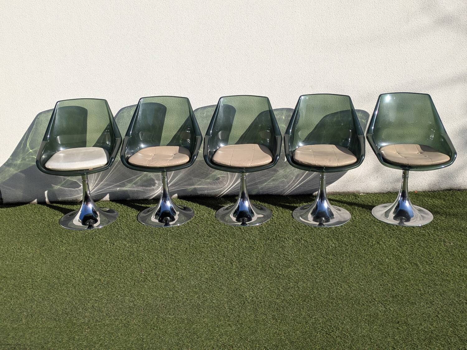 Oval dining table & 6 Gastone Rinaldi vintage chairs Roche Bobois