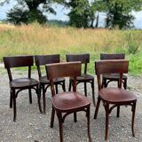 Set of 6 baumann bistro chairs classic years 50 bois fonce