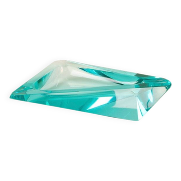Cendrier en cristal bleu clair dans le style Fontana Arte, Italie, années 1970.