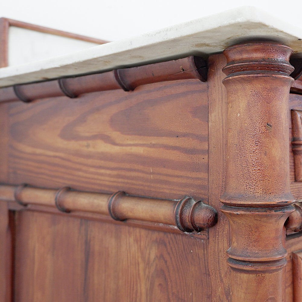 Bamboo-style commode with marble top - Late 19th century