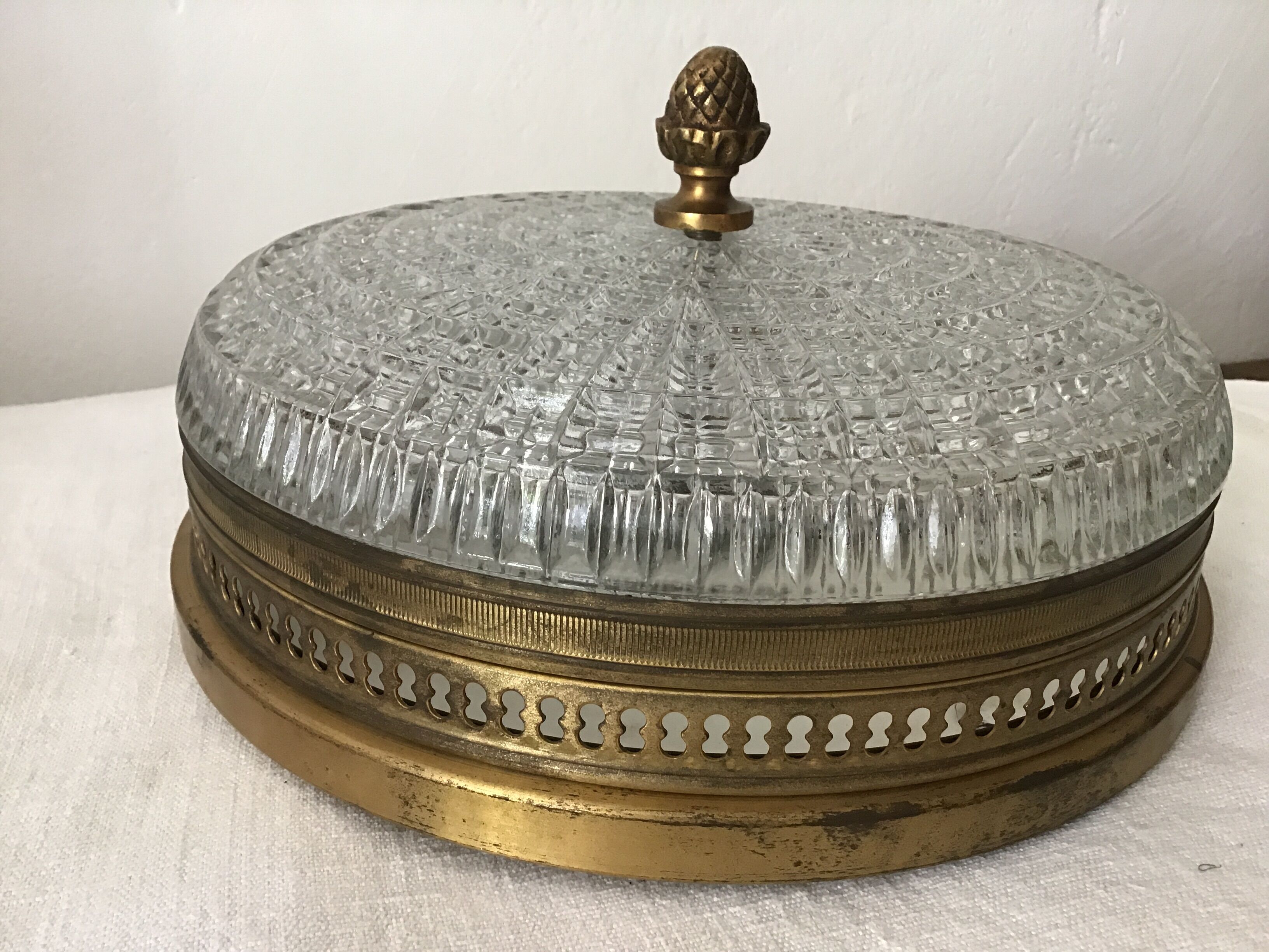 Brass crystal ceiling light