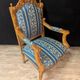 Pair of Louis XV Style Armchairs in Carved Wood and Blue Fabric