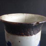 Former Chinese roll vase nanjing China white blue porcelain Qing XIX brand