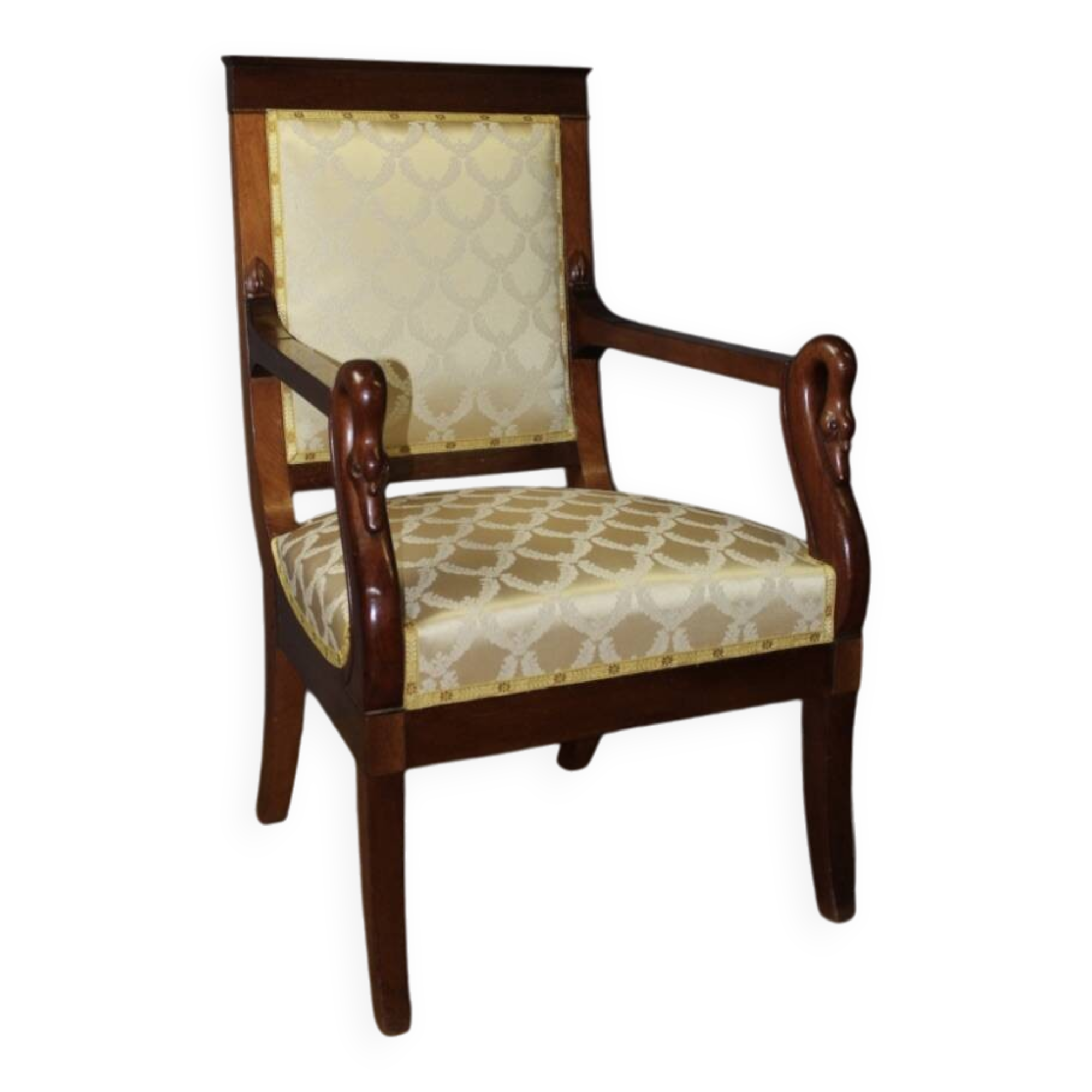 Empire Swan Neck Armchair in Mahogany, Early 19th Century