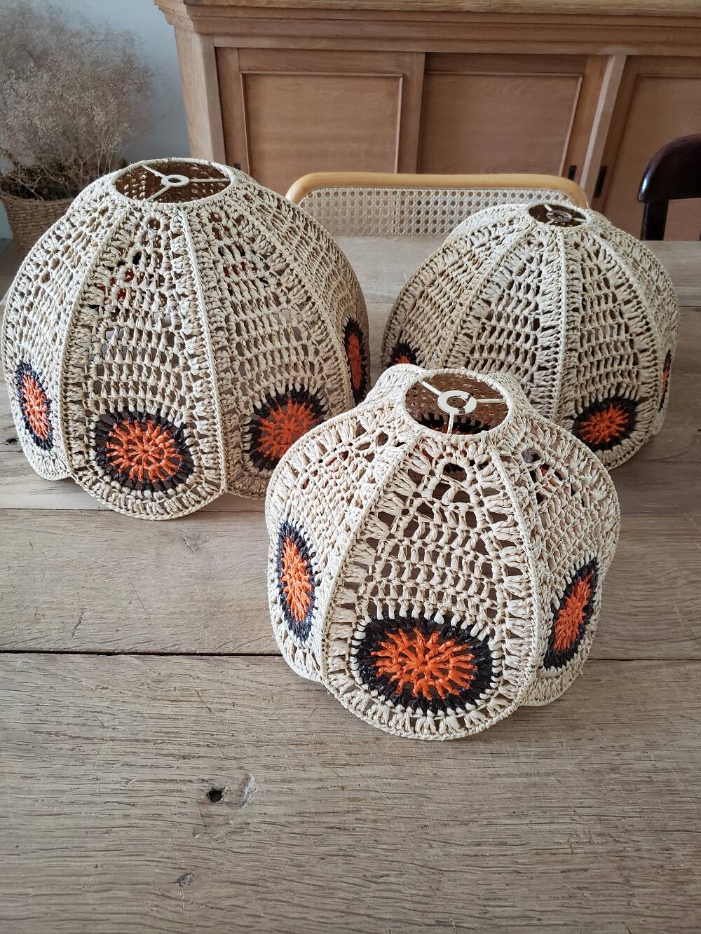 Set of 3 vintage lampshades