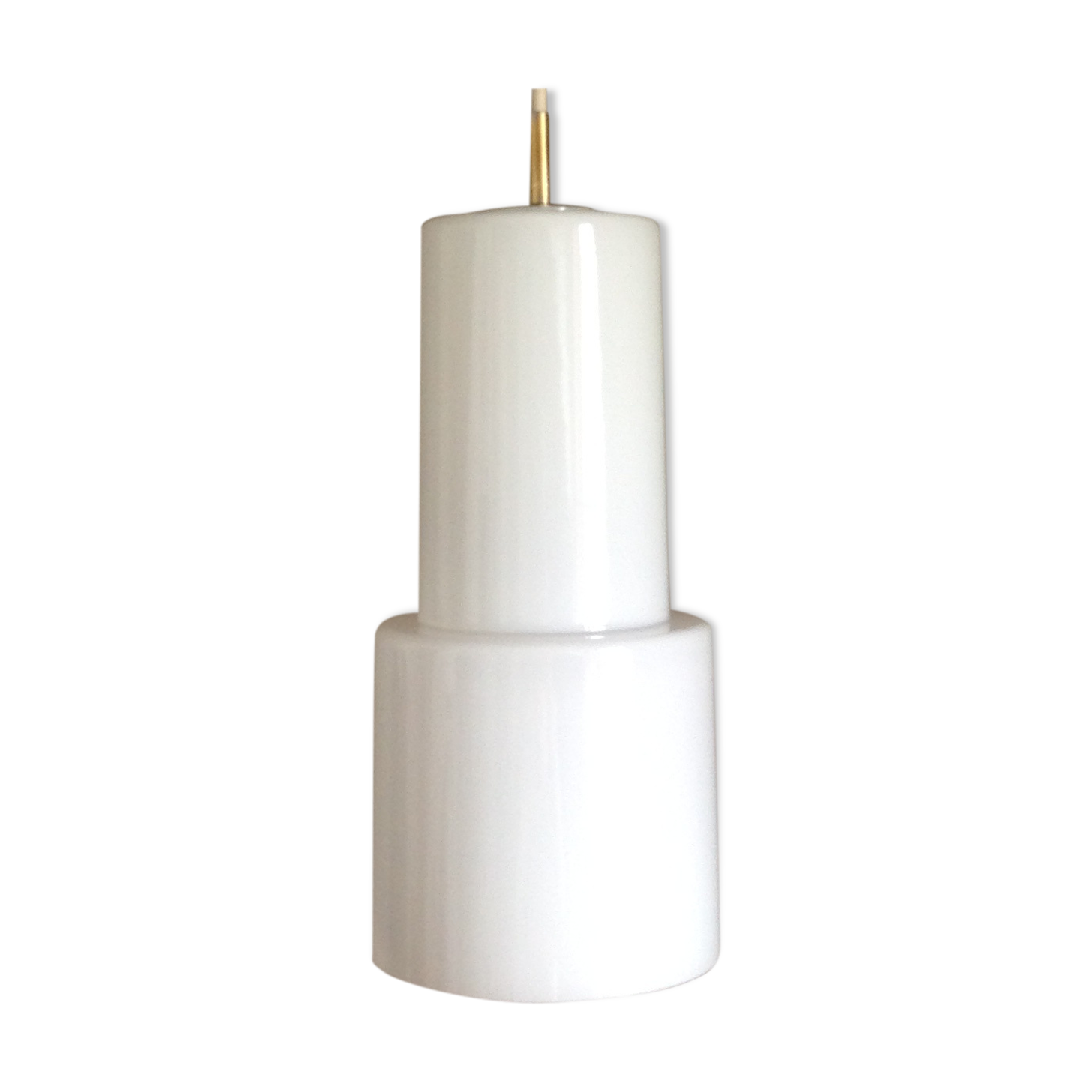 White opaline tube hanging lamp, vintage, 60s - 70s