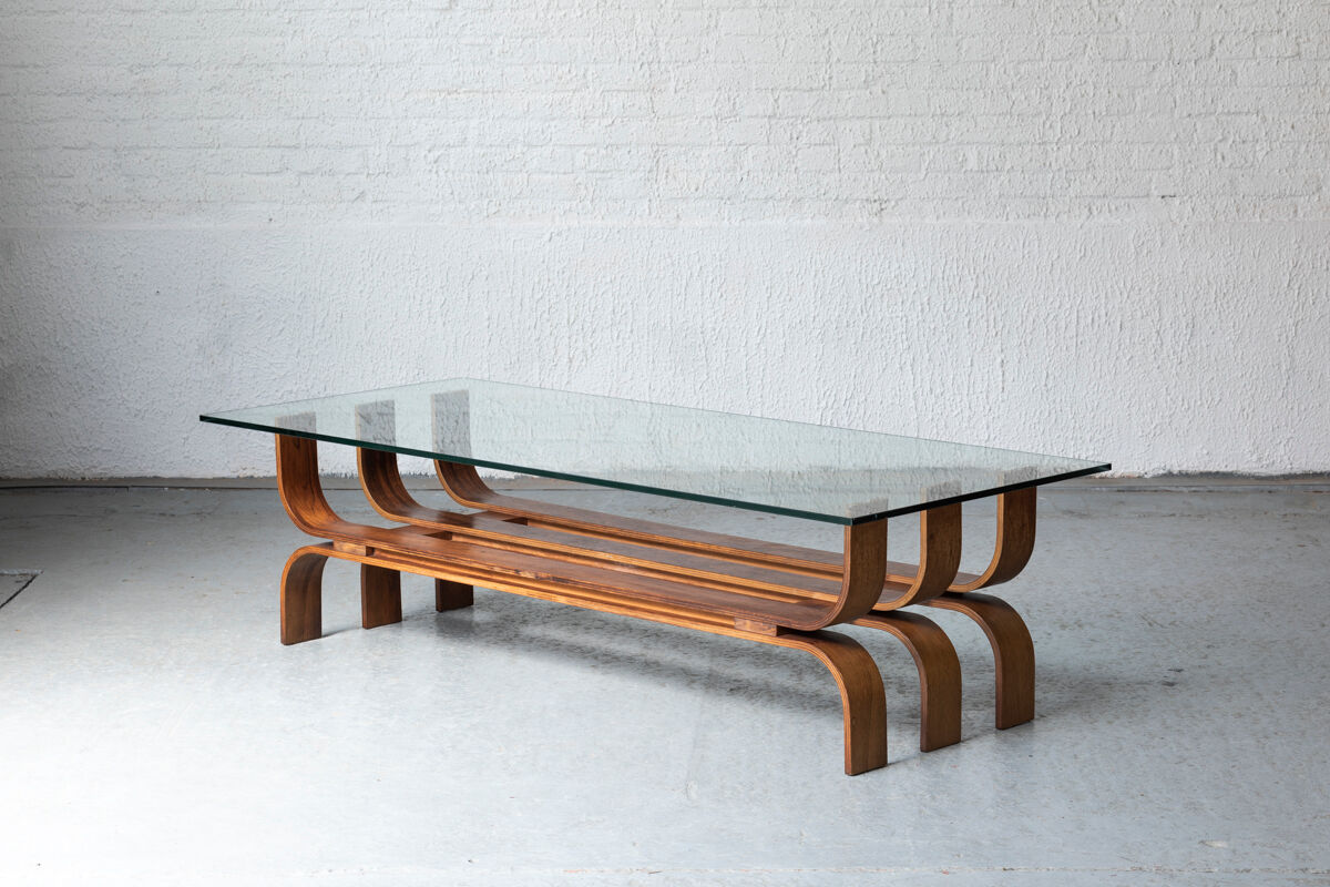 Coffee table with a steam-bent base by Ilse Möbel, 1960’s