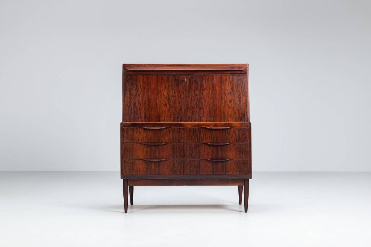 Bureau secrétaire Erling Torvits en palissandre Klim Mobelfabrik Danemark 1960
