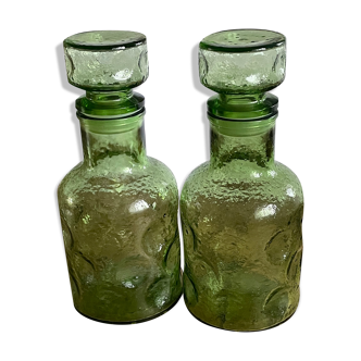 Carafes en verre moulé année 70