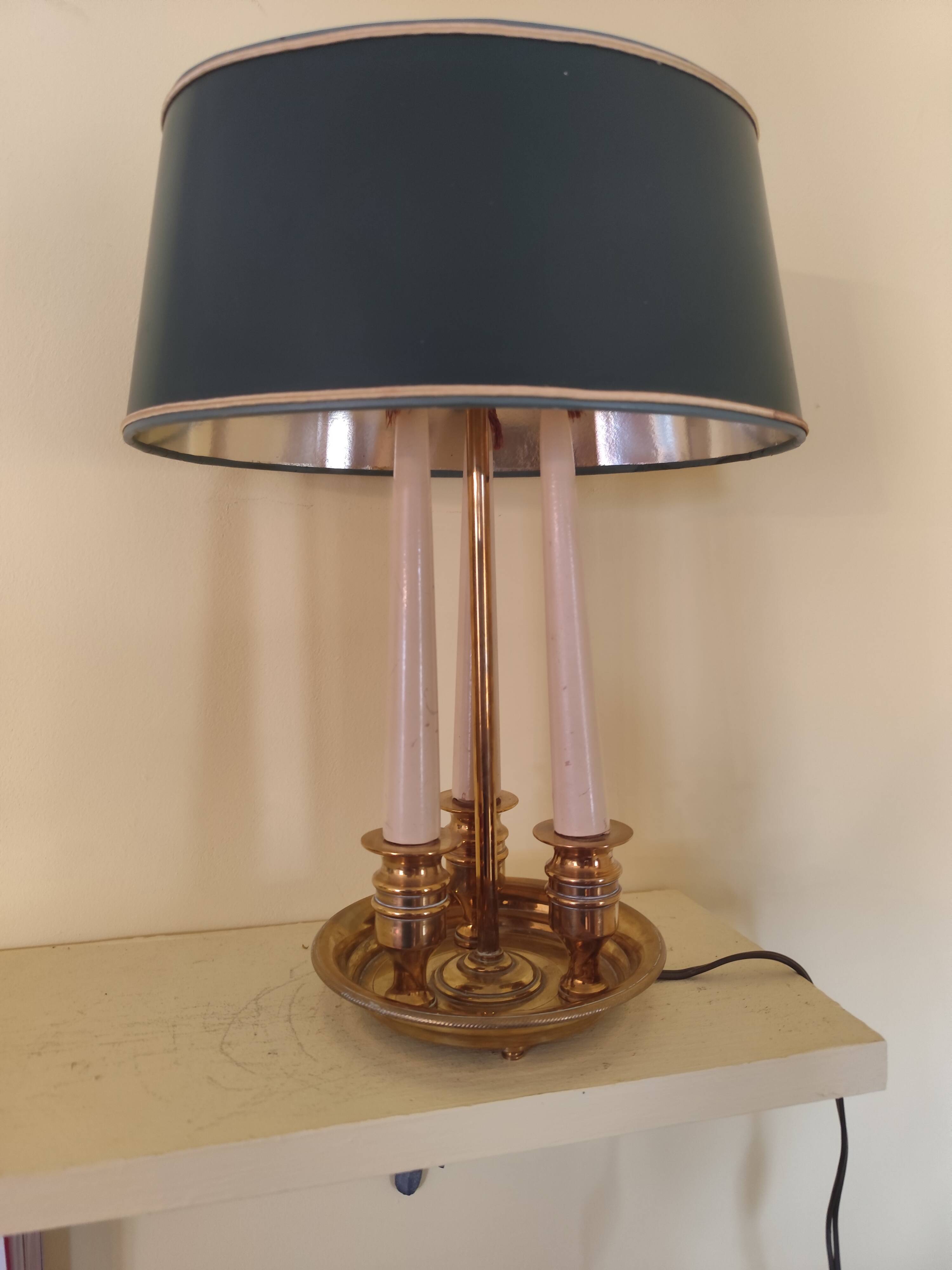 Empire style hot water bottle lamp - bronze and brass candle holder lamp