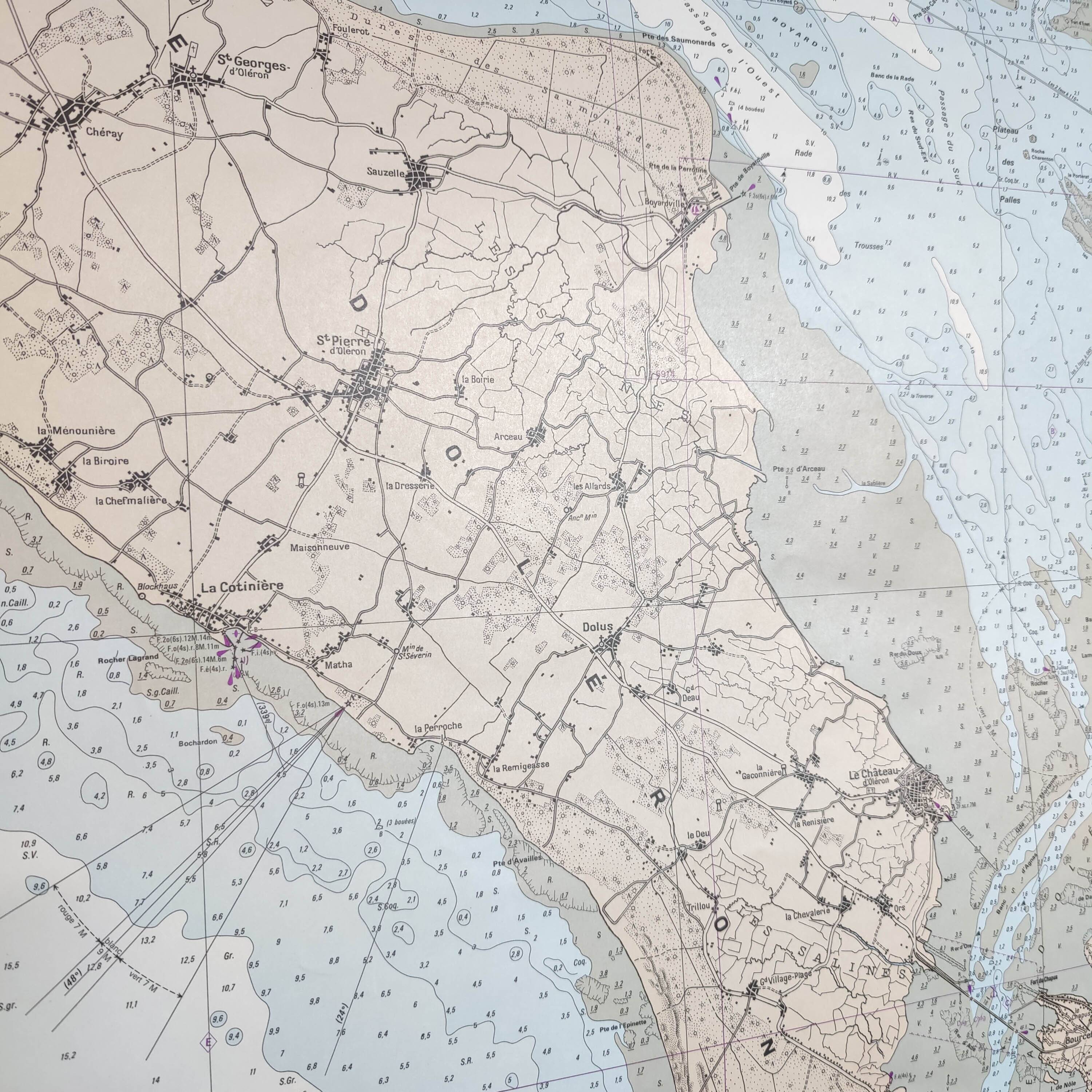 Map of Charente Maritime, Oléron Island, West Coast, France, 1976