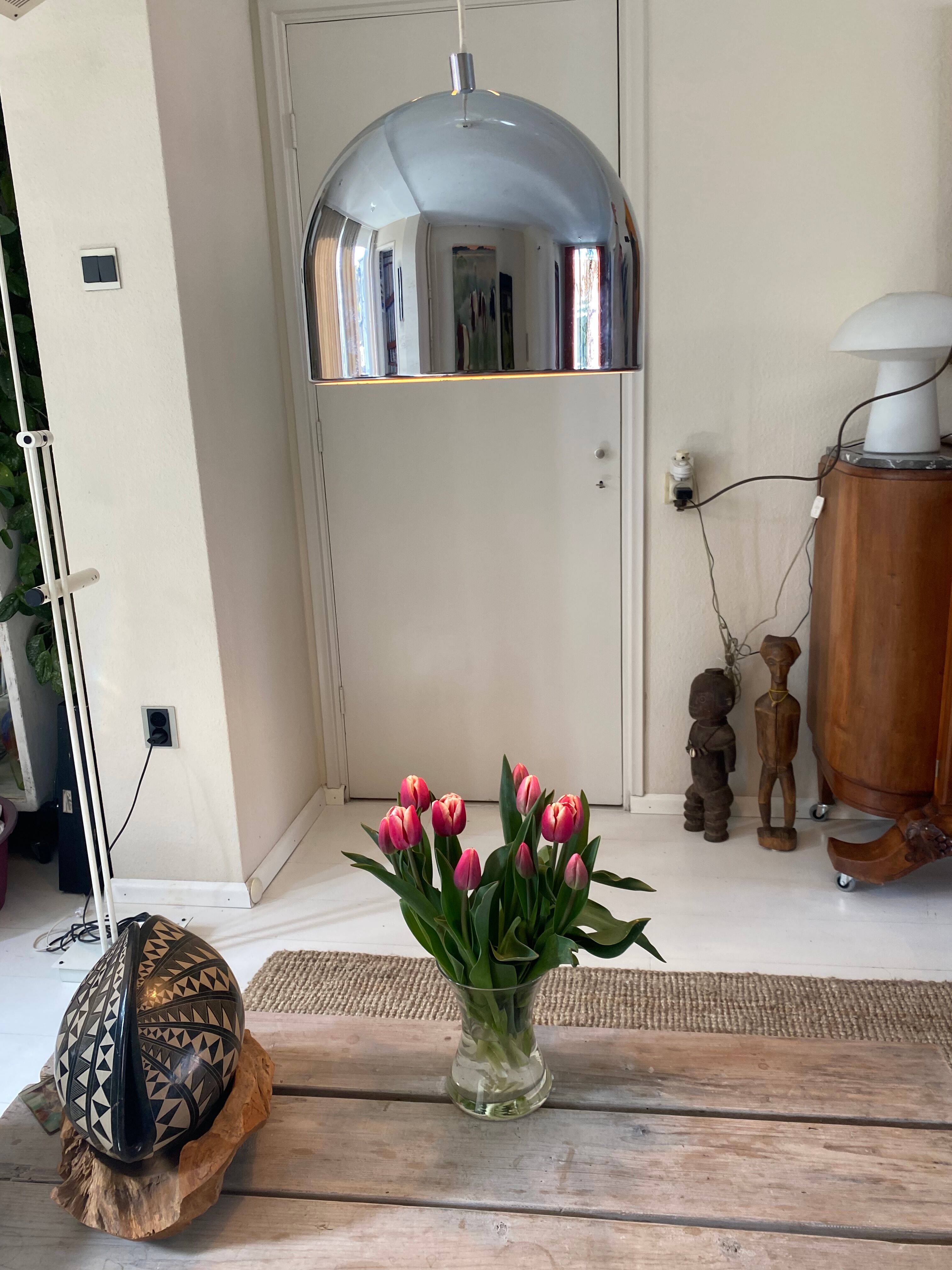 Large Mid-Century Space Age Bell Pendant in Chrome from Staff, 1970s