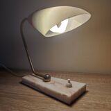 Lamp gooseneck tulip beveled glass brass vintage marble