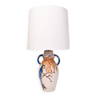 Parrots ceramic lamp, Betzy Augeron,1930s