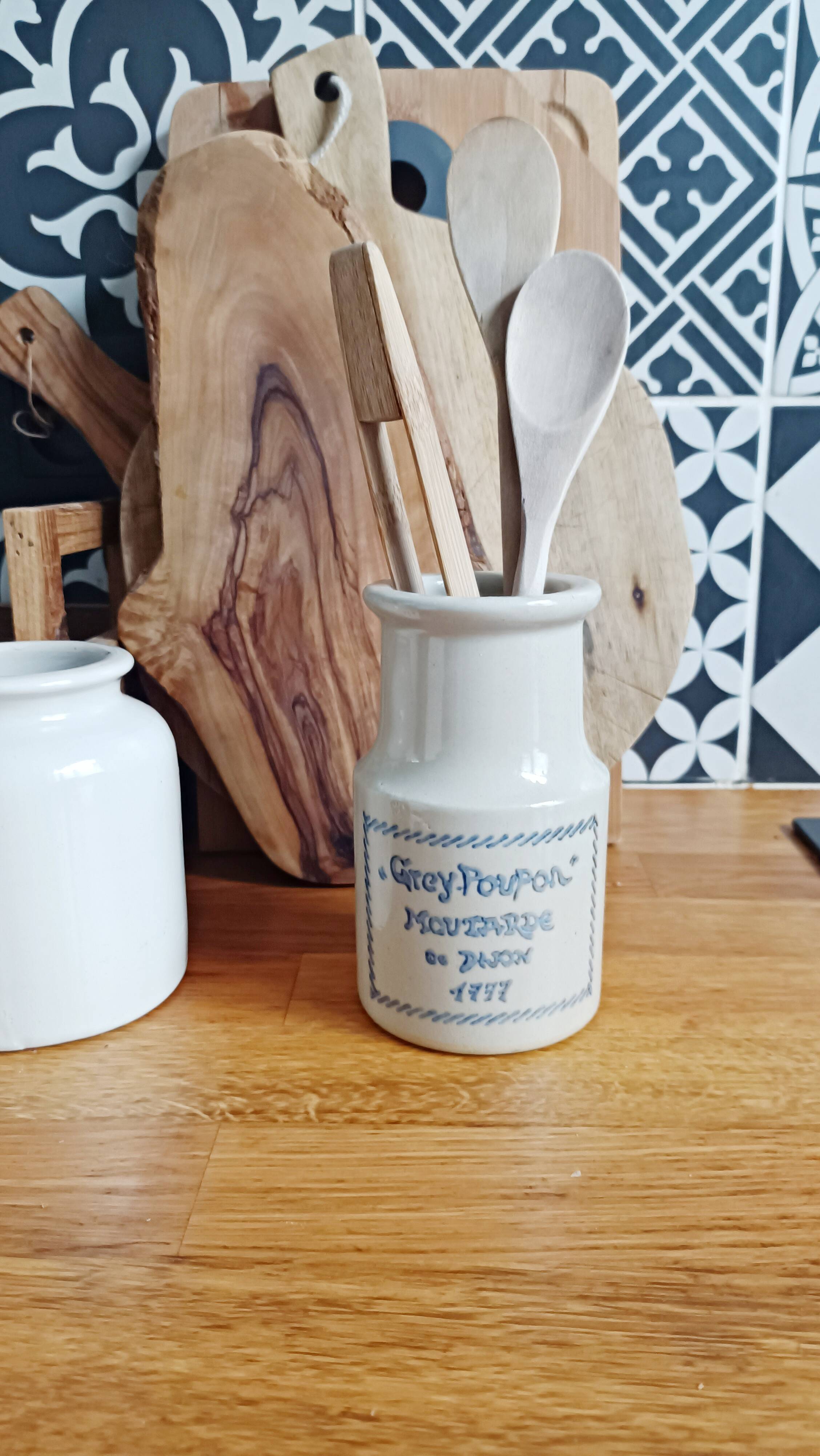 Grey Poupon stoneware mustard pot