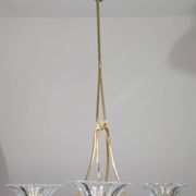 Extraordinary Art Deco Murano Glass and Bronze Chandelier by Barovier&Toso, 1950