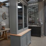 Bookcase sideboard with 2 bodies in gray patinated fir