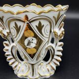 Wedding vase, white porcelain of paris, gold decoration, gilded, flowers, decoration