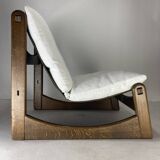 Brutalist lounge low relax chair in bouclé by Carl Straub, 1970s