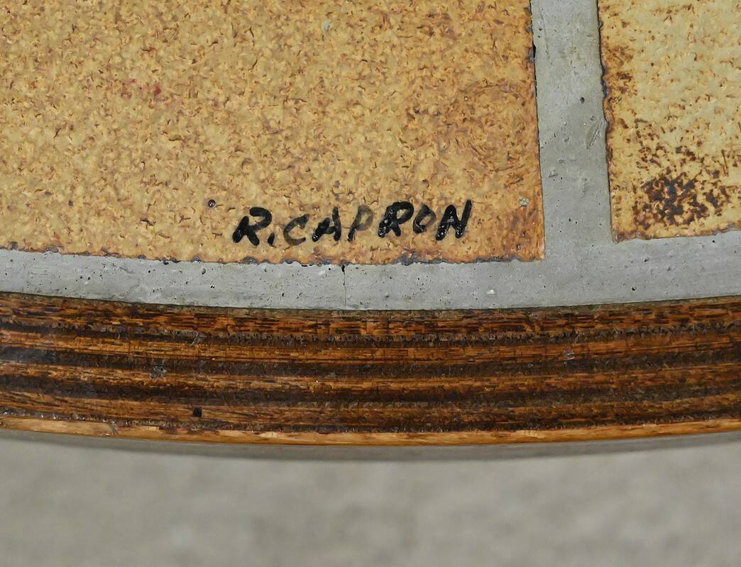 Oval coffee table signed R. Capron, collection les Herbiers, Vallauris – 1960