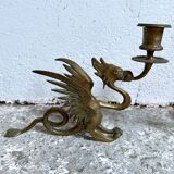 Paire de bougeoirs dragon laiton phoenix griffon