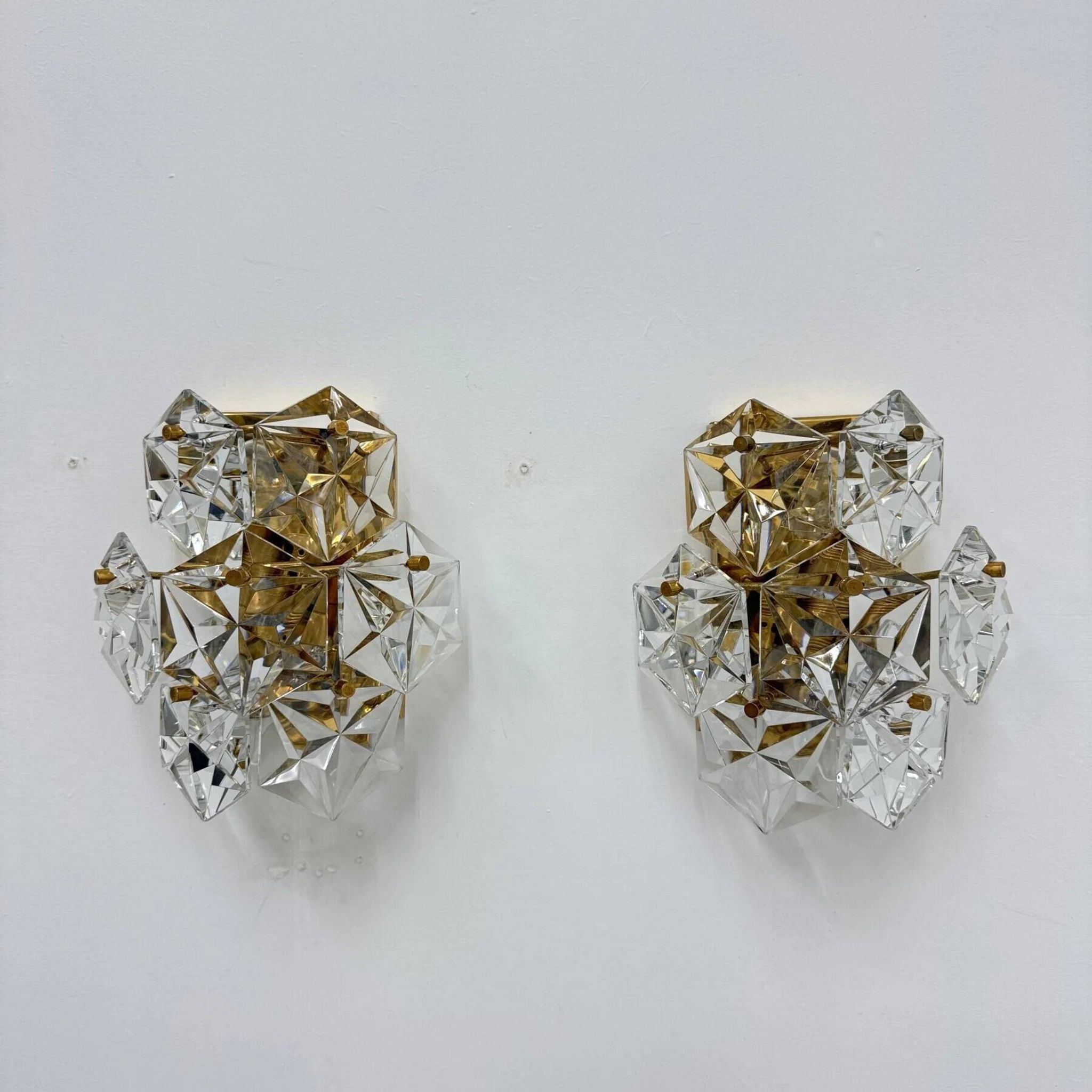 Mid-century pair of crystal sconces by Kinkeldey, Germany, 1970s