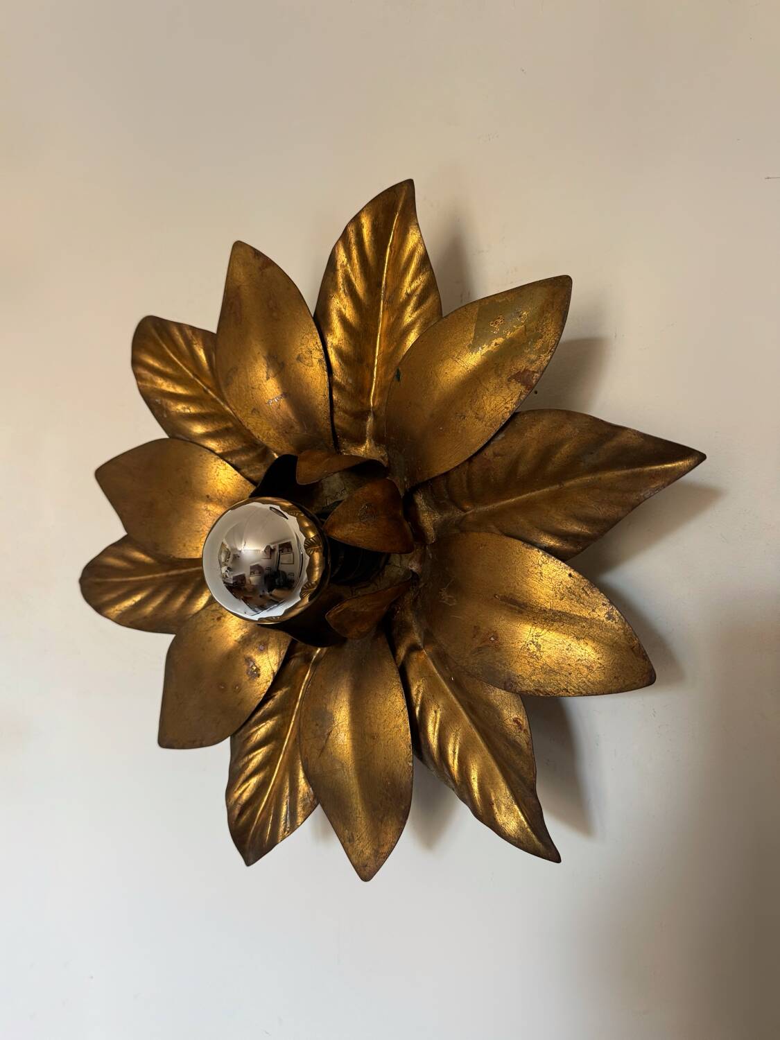 Golden flower wall light from the 70s