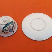 Cup / Saucer for lunch Faience with stamp crowned STR (Sainte Radegonde-en-Touraine)