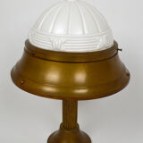 Art Deco lamp in patinated brass and moulded glass, circa 1930