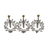 Set of 3 wall sconces in painted metal
