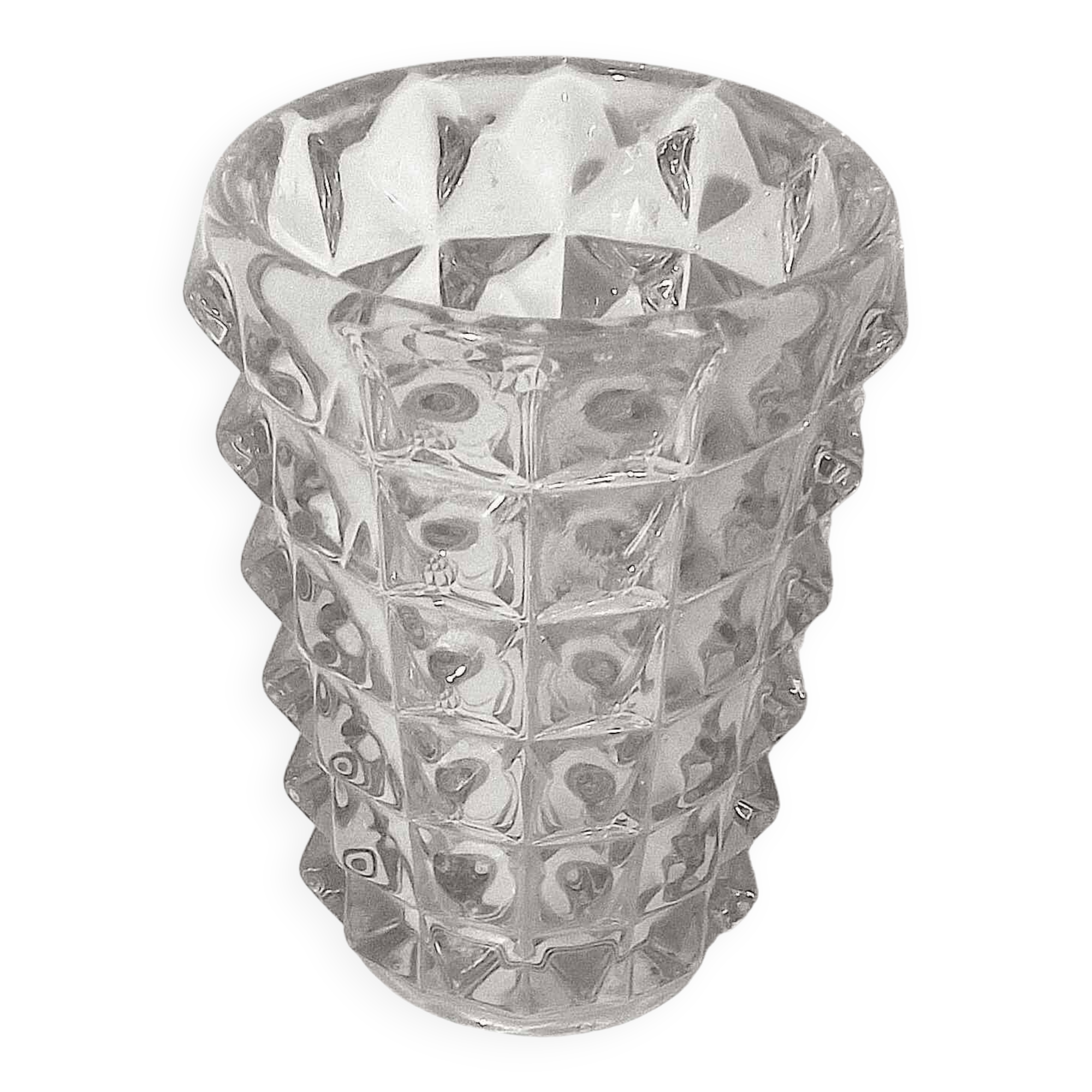 Vase cristal pointe de diamant années 50 hauteur 21,5 cm