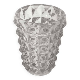 Vase cristal pointe de diamant années 50 hauteur 21,5 cm