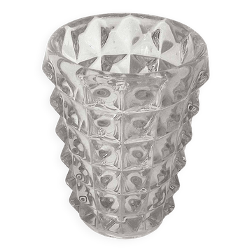 Diamond point crystal vase from the 50s height 21.5 cm