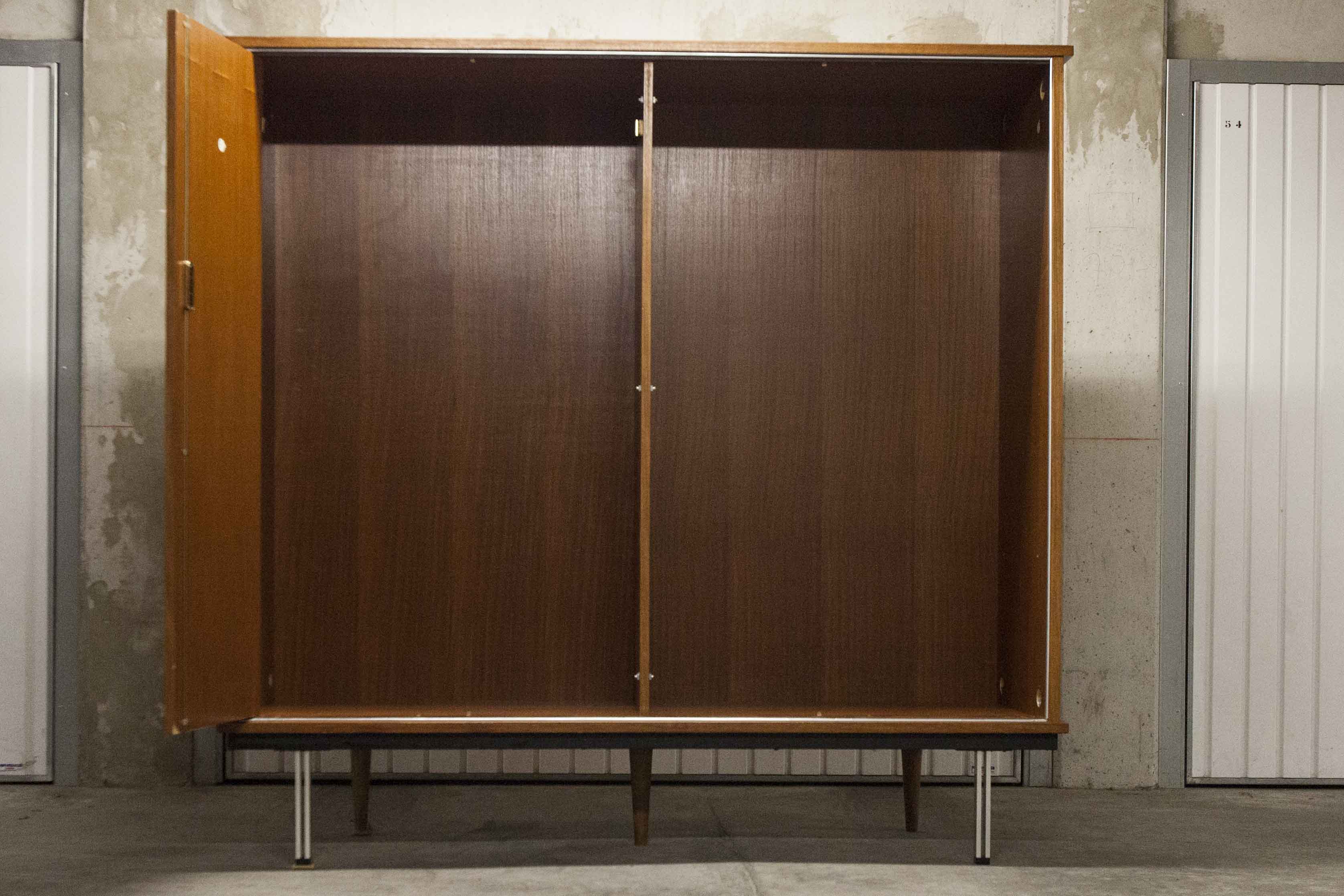 Wardrobe 1970 teak 4 doors half wardrobe half shelf 182 cm