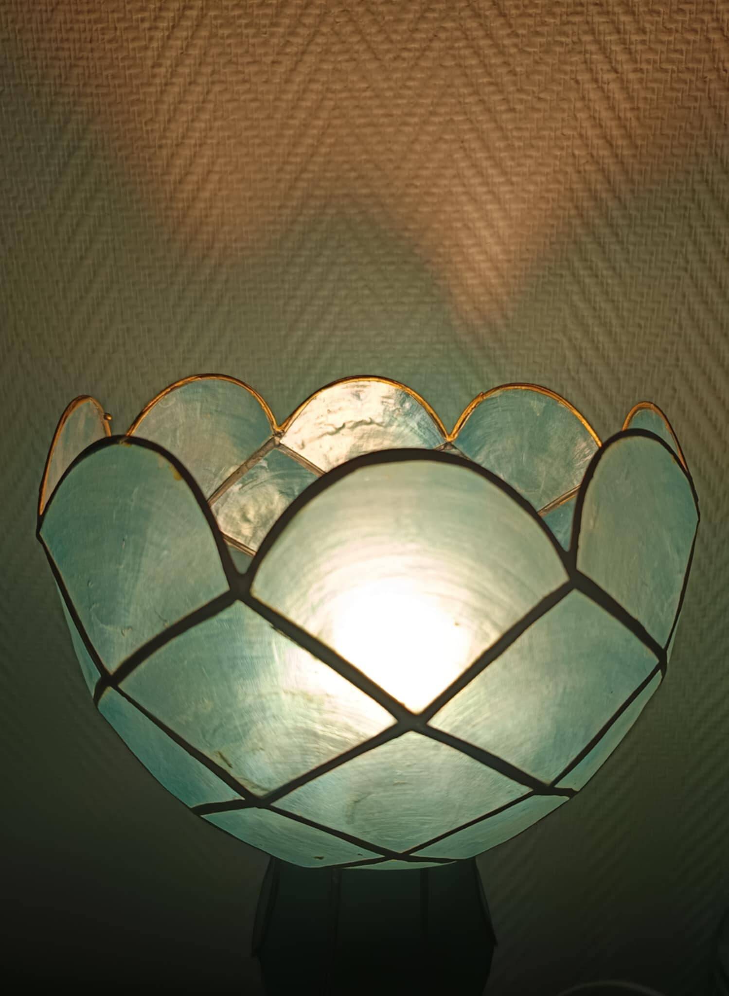 Vintage ceramic and blue mother-of-pearl lamp