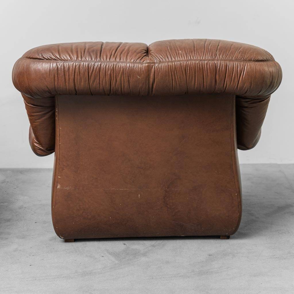 COPPIA DI POLTRONE VINTAGE IN PELLE MARRONE ANNI ’70 MODERNARIATO