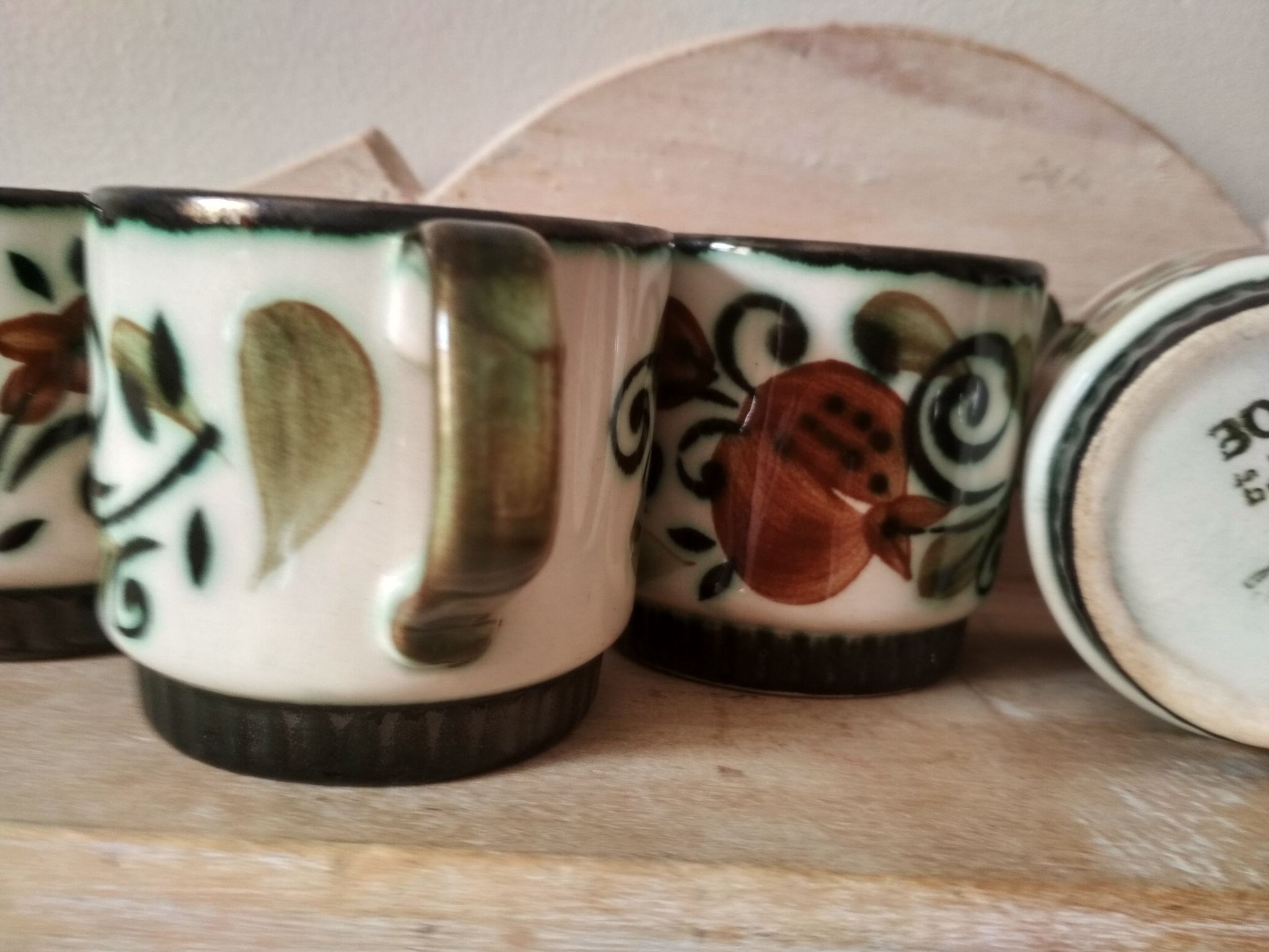 Set of 4 tea or coffee cups, Boch ceramic, Argenteuil series from the 60s