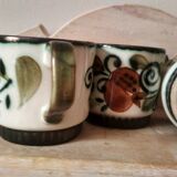 Set of 4 tea or coffee cups, Boch ceramic, Argenteuil series from the 60s