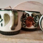 Set of 4 tea or coffee cups, Boch ceramic, Argenteuil series from the 60s