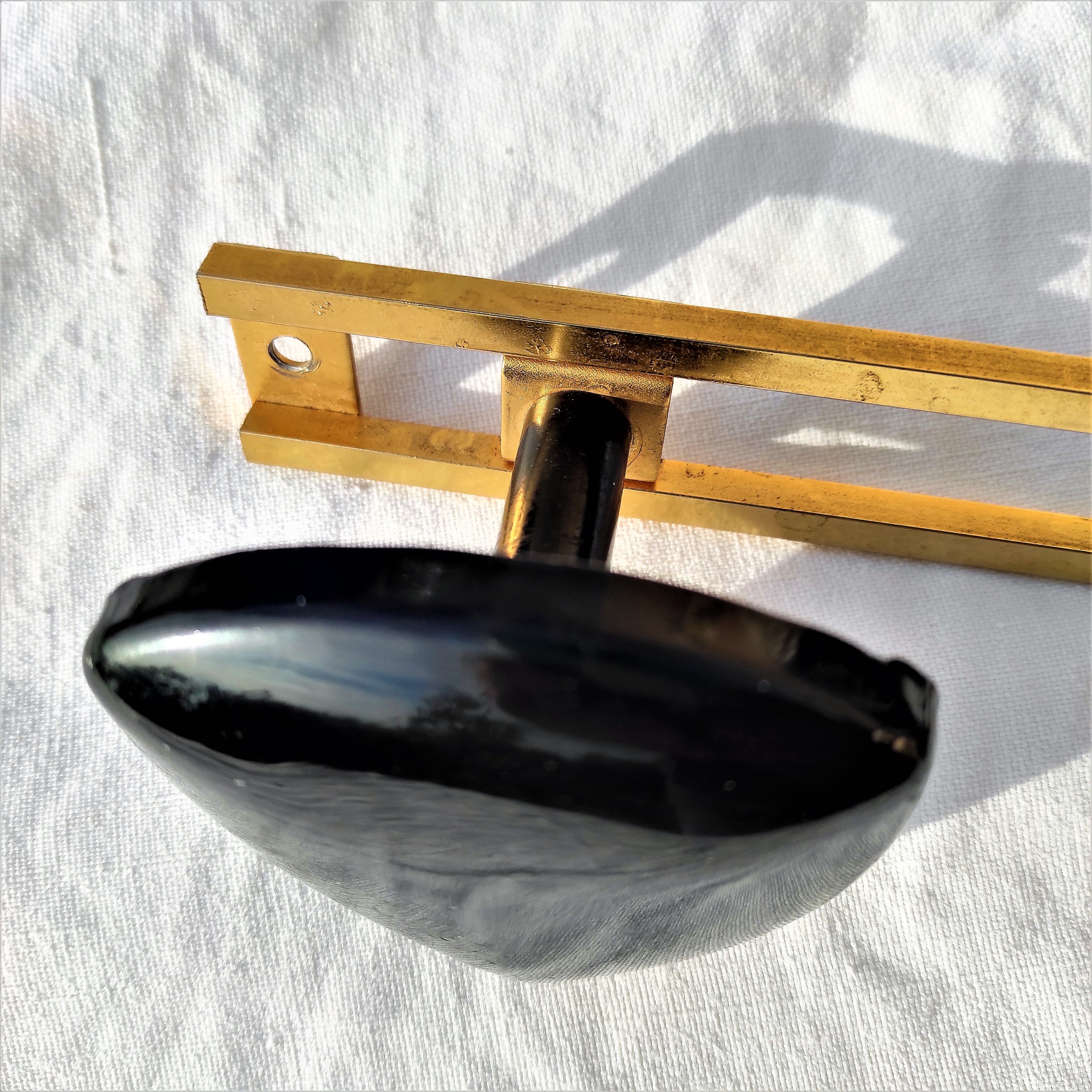 COAT RACK in gold metal and 3 black triangular PATERES circa 1960 Vintage