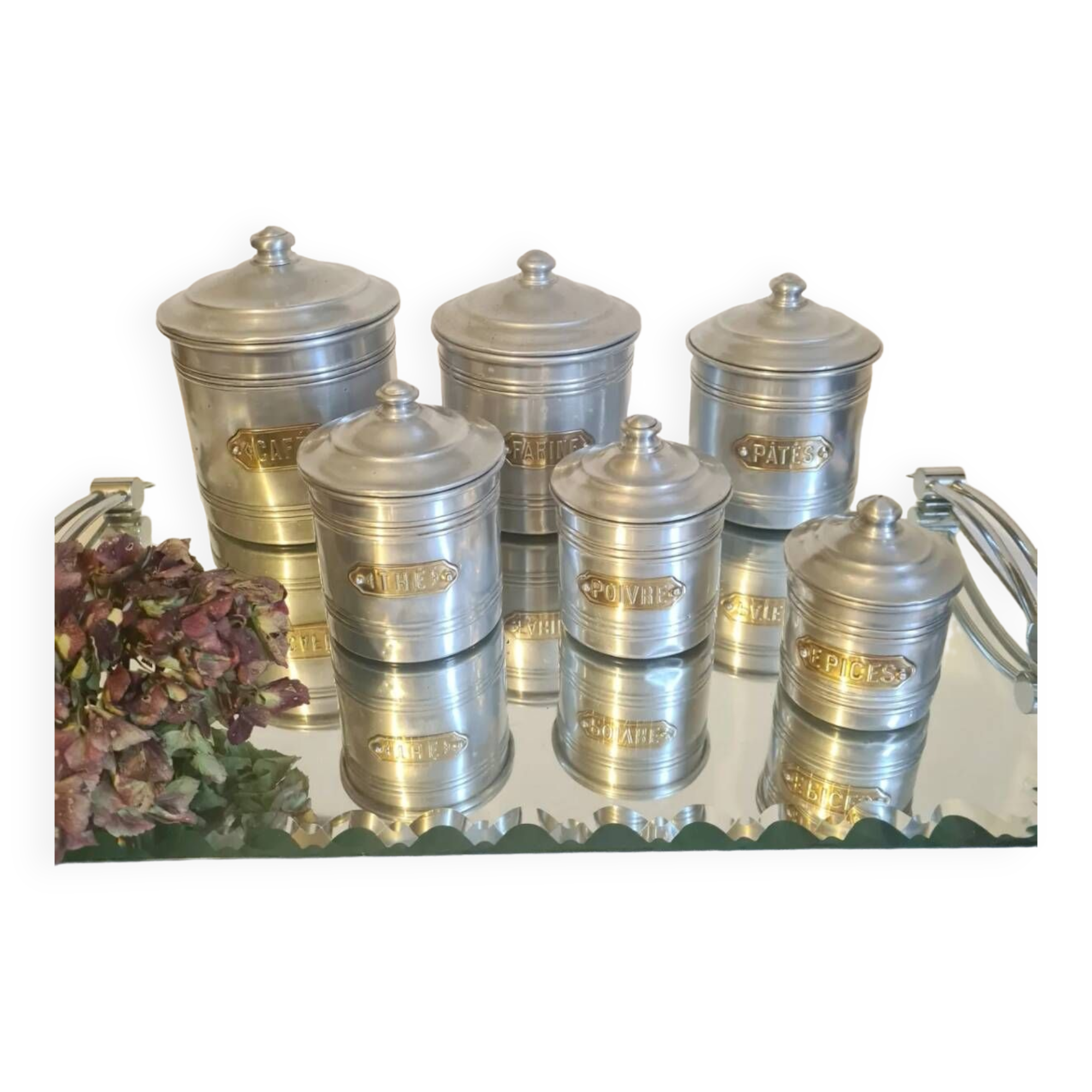 Aluminum and brass spice jars