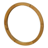 Vintage 70s round pine mirror Swedish design